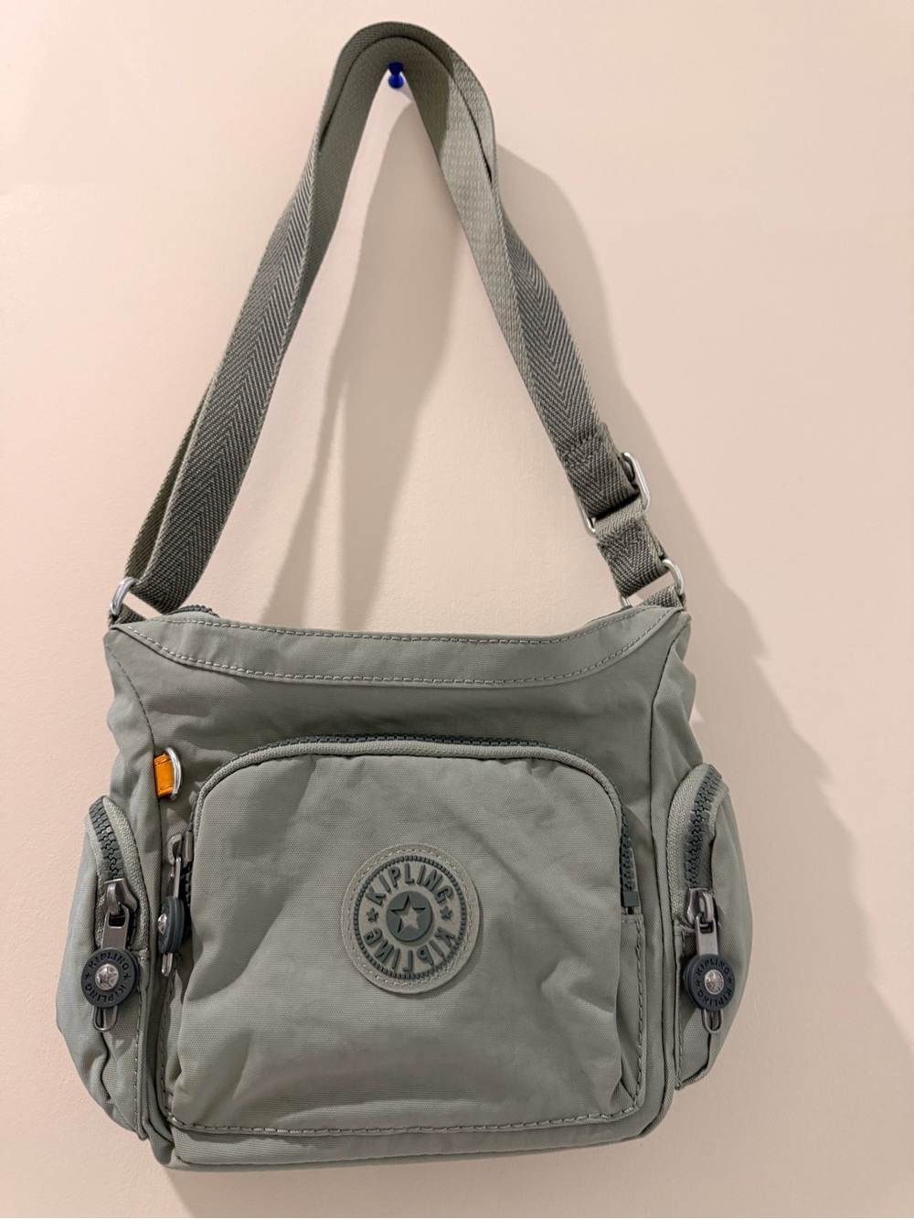 Kipling Sage Green Messenger Crossbody Bag